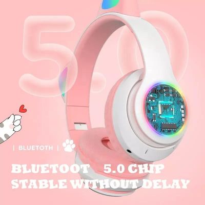 Bluetooth negro Cat Headphones, auriculares inalámbricos plegables de Bluetooth