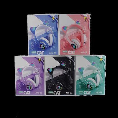 Bluetooth negro Cat Headphones, auriculares inalámbricos plegables de Bluetooth