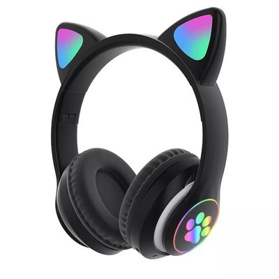Bluetooth negro Cat Headphones, auriculares inalámbricos plegables de Bluetooth