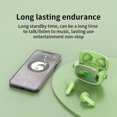 El ODM del OEM se divierte los auriculares de Bluetooth con el espejo del indicador digital de Macaron ENC LED